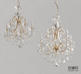 歐式水晶燭臺(tái)多頭吊燈3d模型